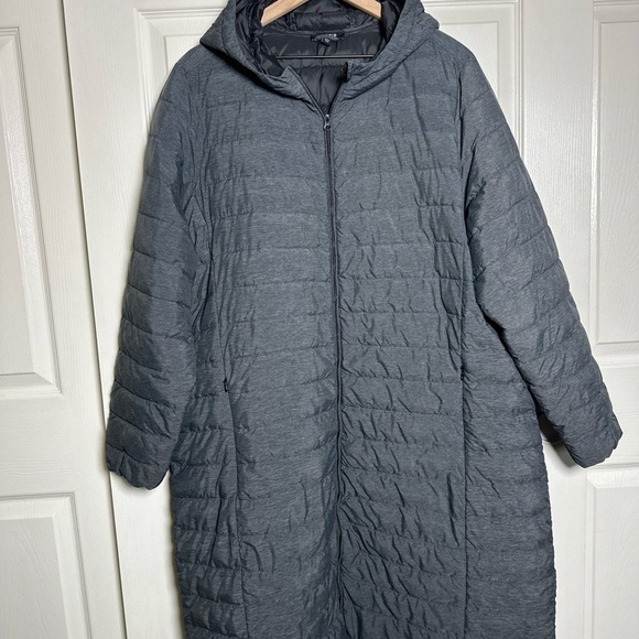 Torrid Long Hooded Longline Puffer Jacket Plus Size 3 3X Winter Gray Outdoor - Picture 3 of 16